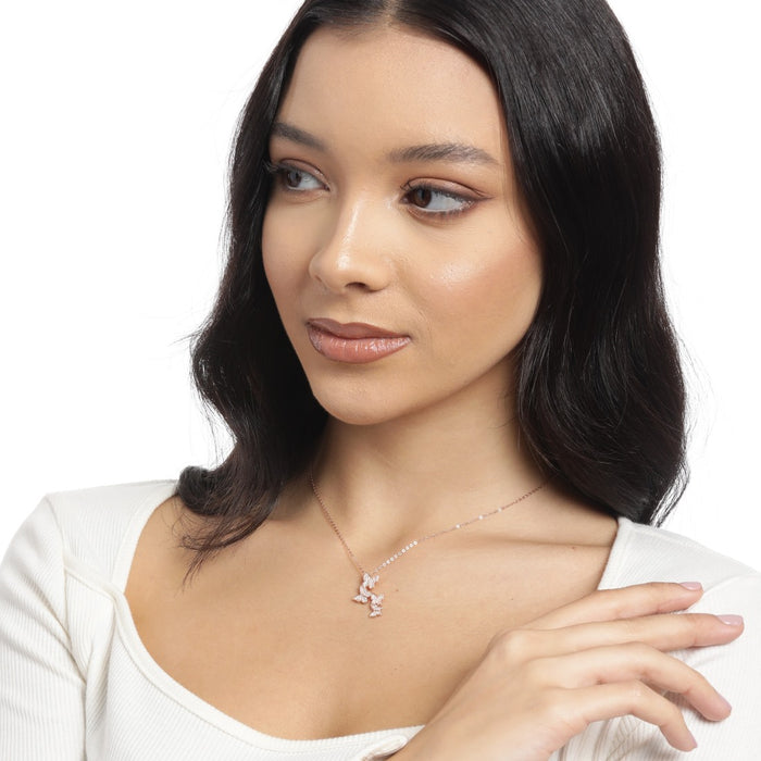 Butterfly Elegance CZ Rose Gold-Plated 925 Sterling Silver Necklace