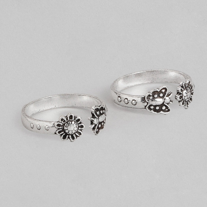 Butterfly & Flower 925 Sterling Silver Toe Ring