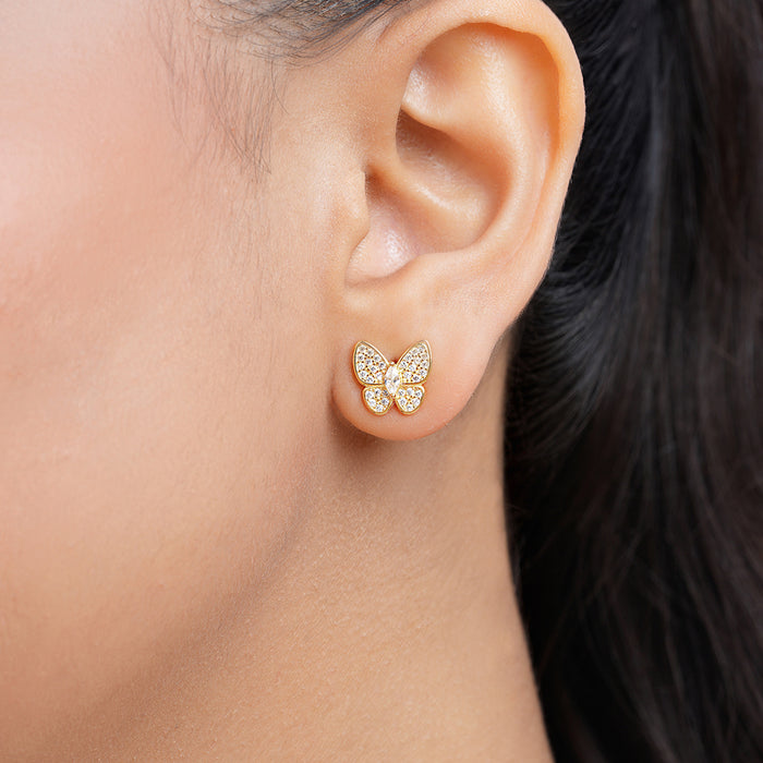 Butterfly Gold Plated 925 Sterling Silver Earrings