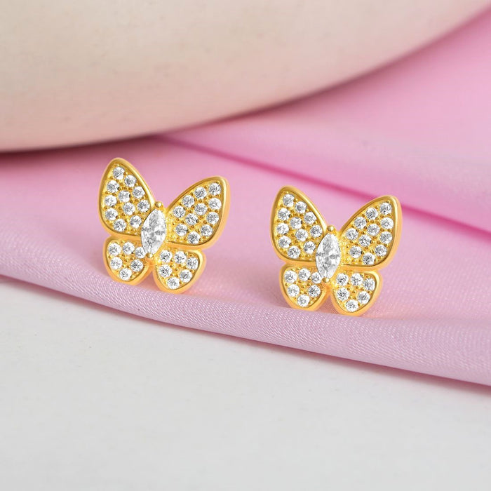 Butterfly Gold Plated 925 Sterling Silver Earrings