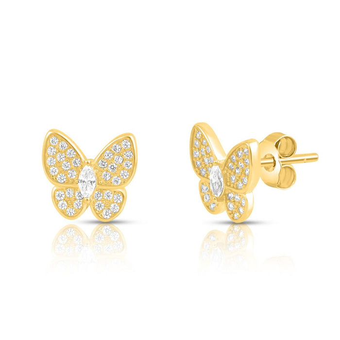 Butterfly Gold Plated 925 Sterling Silver Earrings