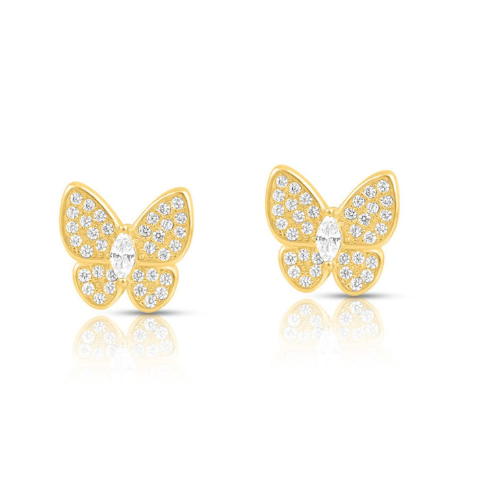 Butterfly Gold Plated 925 Sterling Silver Earrings