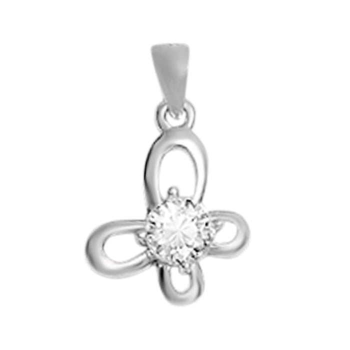 Butterfly Rhodium Plated 925 Sterling Silver Pendant with Chain