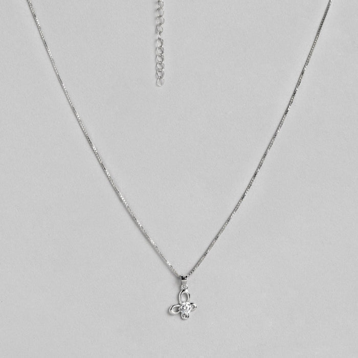Butterfly Rhodium Plated 925 Sterling Silver Pendant with Chain