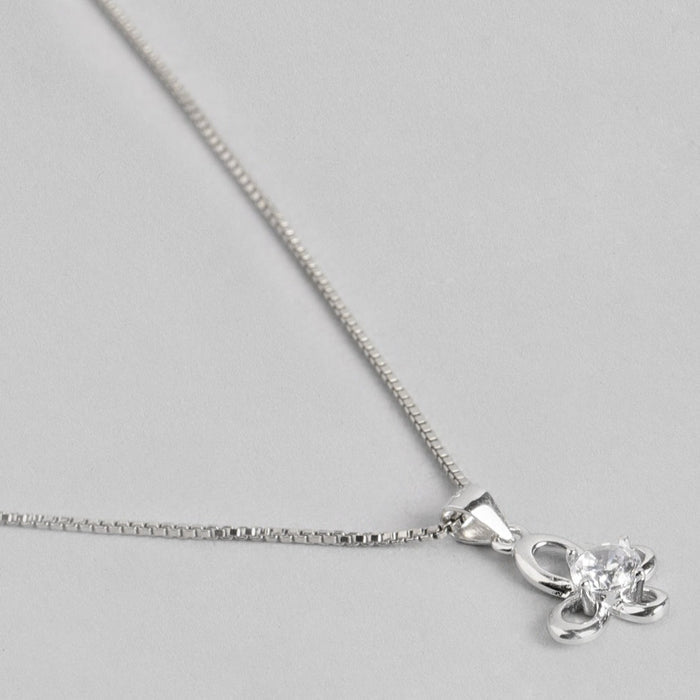Butterfly Rhodium Plated 925 Sterling Silver Pendant with Chain