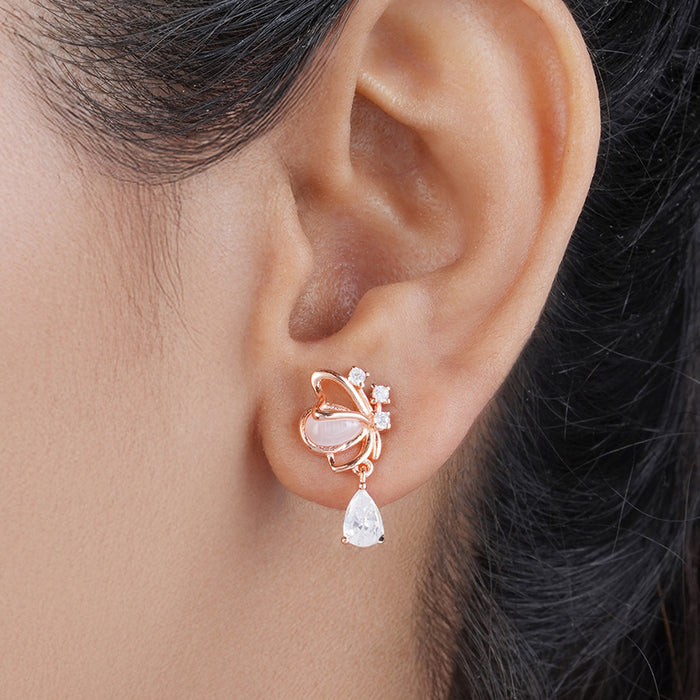 Butterfly Rose Gold Plated 925 Sterling Silver Earrings