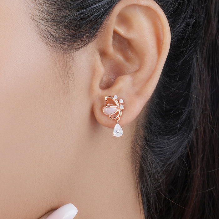 Butterfly Rose Gold Plated 925 Sterling Silver Earrings