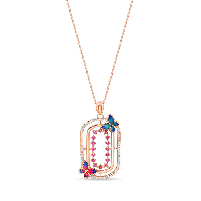 Butterfly Rose Gold Plated 925 Sterling Silver Jewellery Set