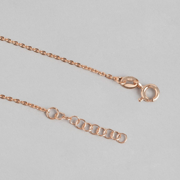 Butterfly Rose-Gold Plated CZ 925 Sterling Silver Chained Anklet
