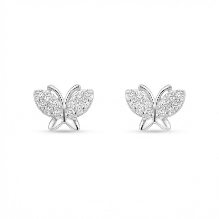 Butterfly Sparkle CZ Rhodium Plated 925 Silver Stud Earrings