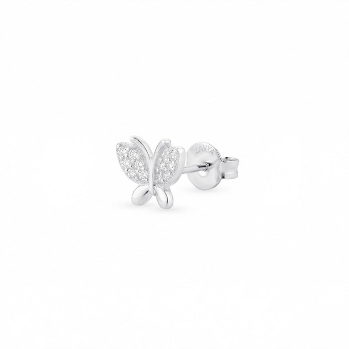 Butterfly Sparkle CZ Rhodium Plated 925 Silver Stud Earrings