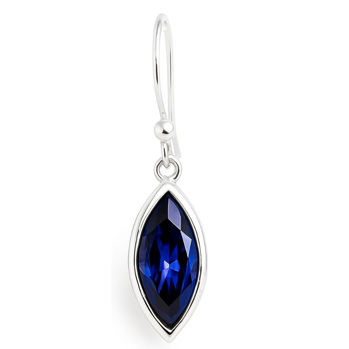 Cascade Rhodium Plated Blue CZ 925 Sterling Silver Drop Earrings