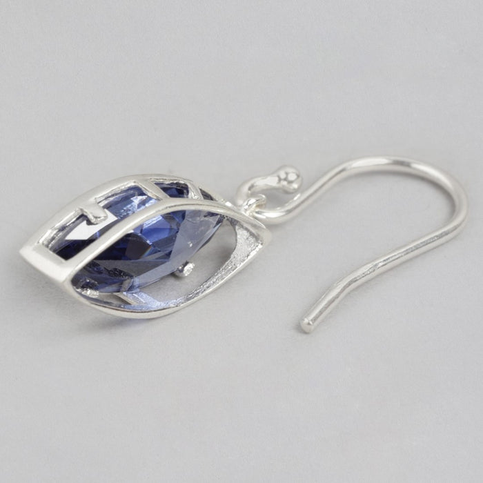 Cascade Rhodium Plated Blue CZ 925 Sterling Silver Drop Earrings