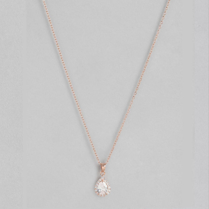 Cascading Elegance Rose Gold-Plated CZ 925 Sterling Silver Drop Necklace