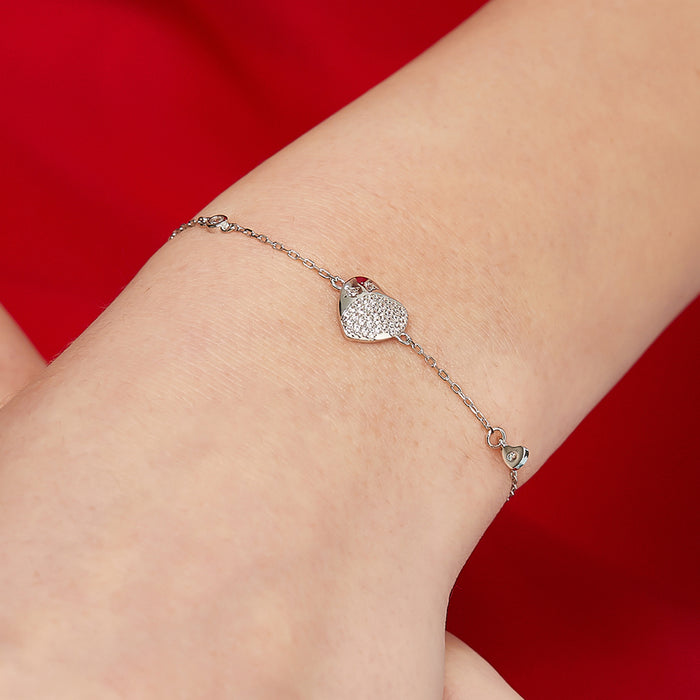 Catchy Heart design 925 Silver Bracelet
