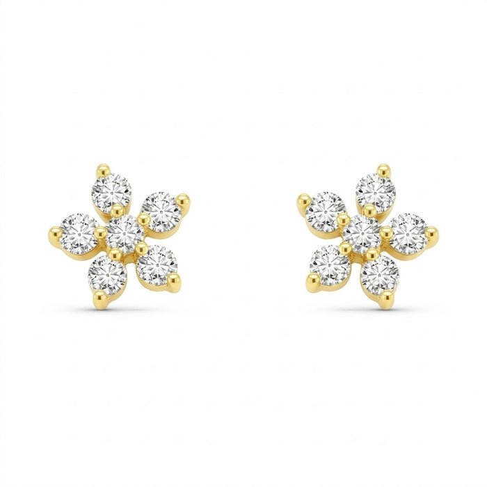 Celestial Bloom Gold Plated 925 Silver Stud Earrings