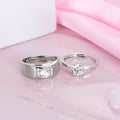 Celestial Bond Rhodium-Plated 925 Sterling Silver Couple Ring (Adjustable)