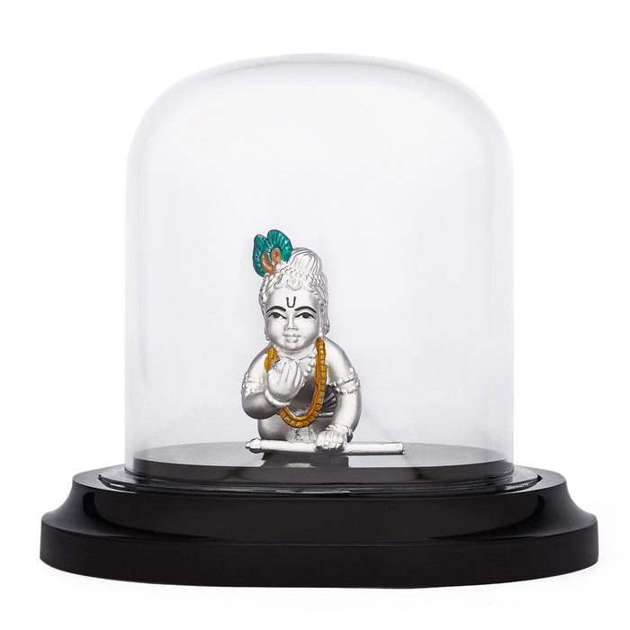 Celestial Charm Rhodium-Plated 999 Silver Little Krishna Idol