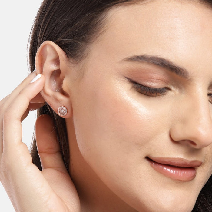 Celestial Circles Rose Gold-Plated CZ 925 Sterling Silver Earrings