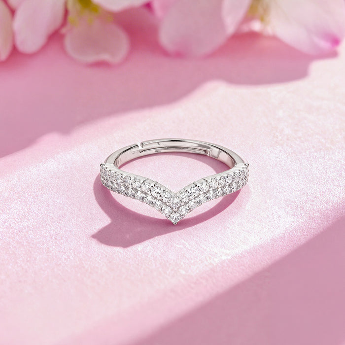 Celestial Crown Rhodium Plated 925 Silver Women Ring (Adjustable)