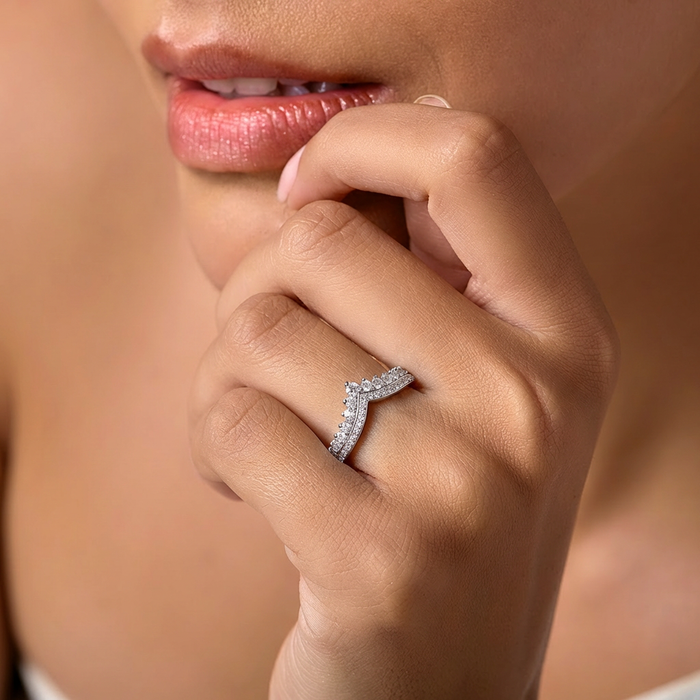 Celestial Crown Rhodium Plated 925 Silver Women Ring (Adjustable)
