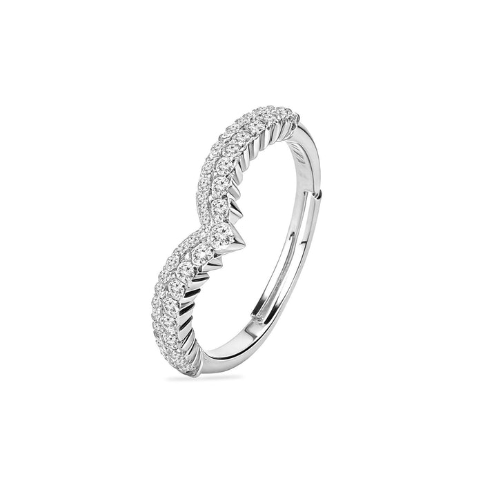 Celestial Crown Rhodium Plated 925 Silver Women Ring (Adjustable)