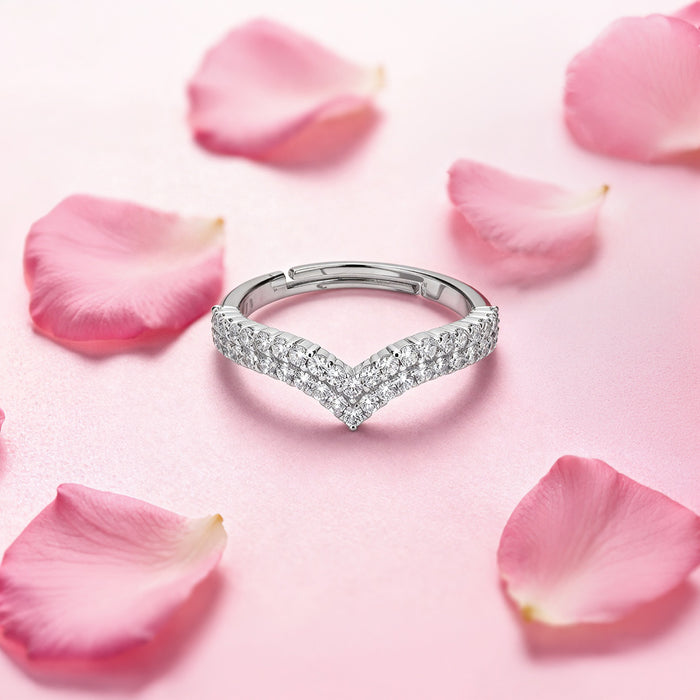 Celestial Crown Rhodium Plated 925 Silver Women Ring (Adjustable)