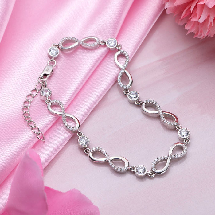 Celestial Eternity-Infinity Rhodium-Embraced 925 Sterling Silver Bracelet