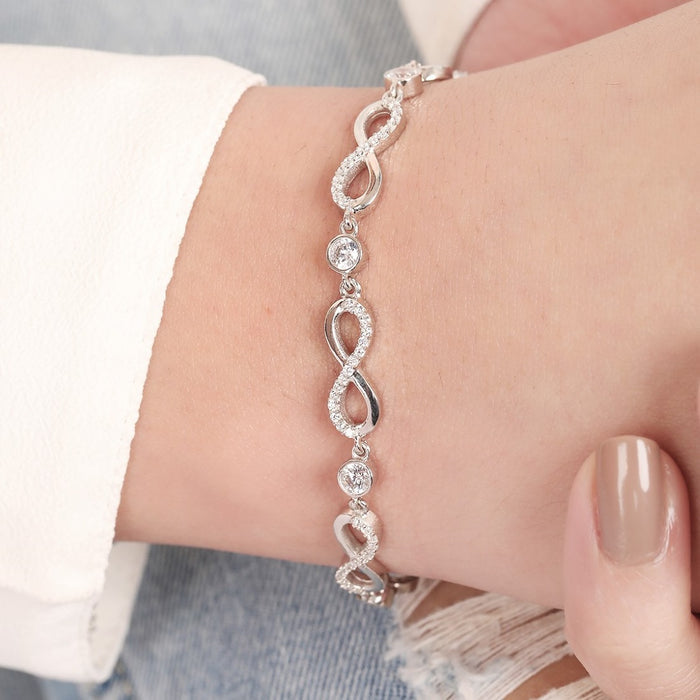 Celestial Eternity-Infinity Rhodium-Embraced 925 Sterling Silver Bracelet