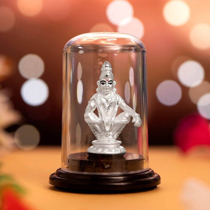 Celestial Harmony Rhodium-Plated 999 Silver Ayyappa Idol