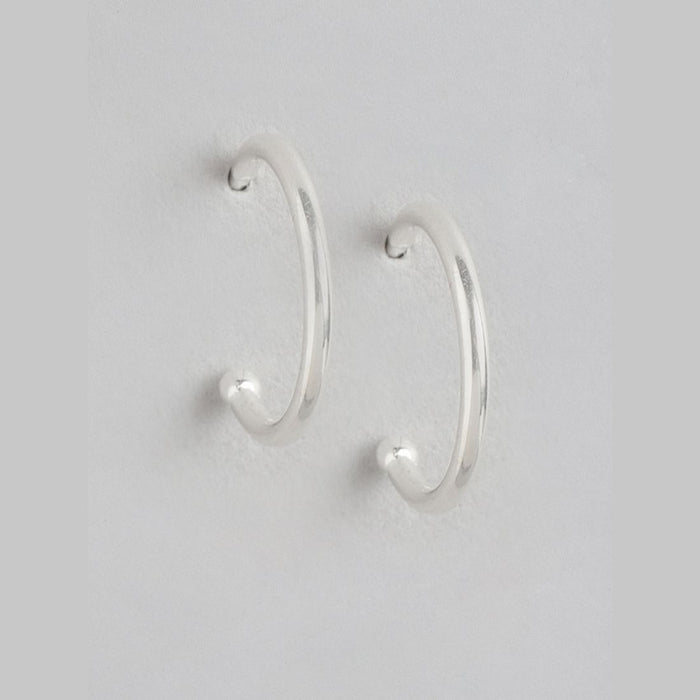 Celestial Moon Dual Tone CZ 925 Sterling Silver Half Hoops Earrings