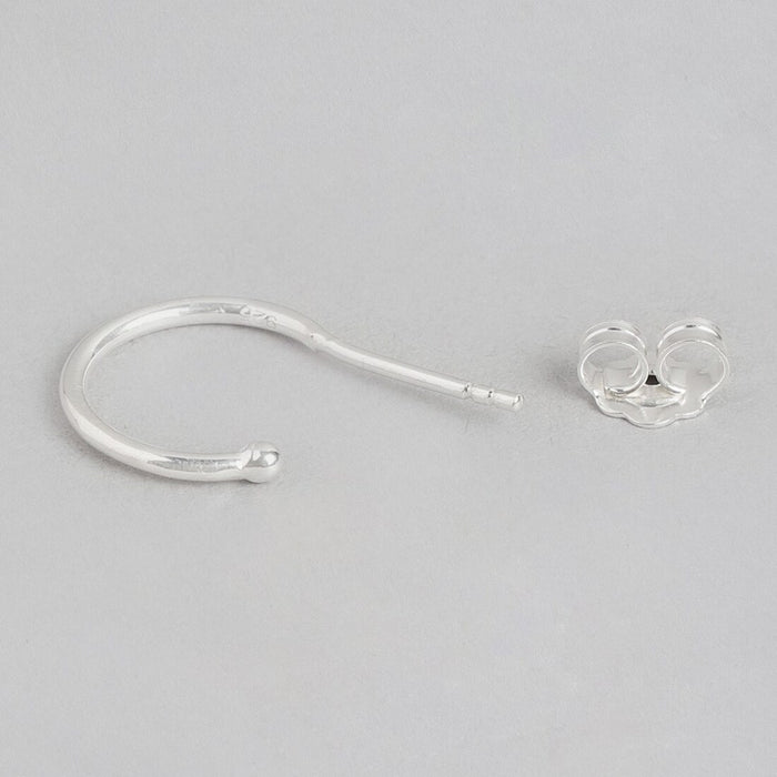 Celestial Moon Dual Tone CZ 925 Sterling Silver Half Hoops Earrings