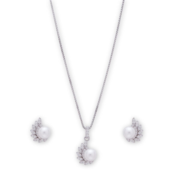 Celestial Pearl Harmony 925 Sterling Silver Angel Wings Jewelry Set