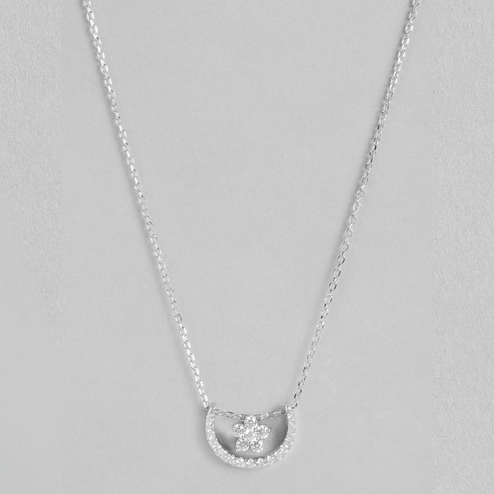 Celestial Radiance CZ Charm Rhodium-Plated 925 Sterling Silver Necklace