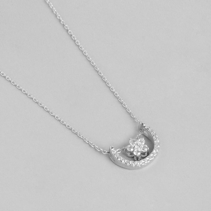 Celestial Radiance CZ Charm Rhodium-Plated 925 Sterling Silver Necklace