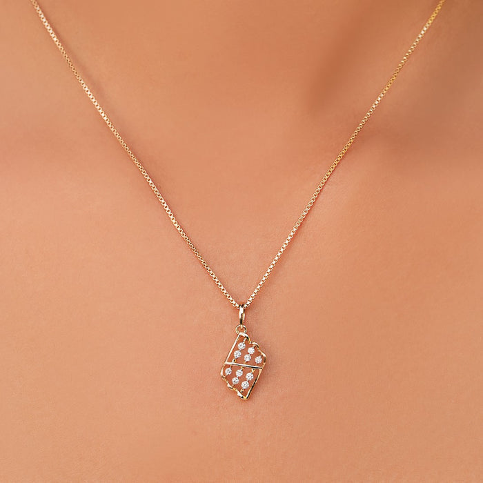 Celestial Sparkle Gold Pendant with Lab-Grown Diamonds without Chain