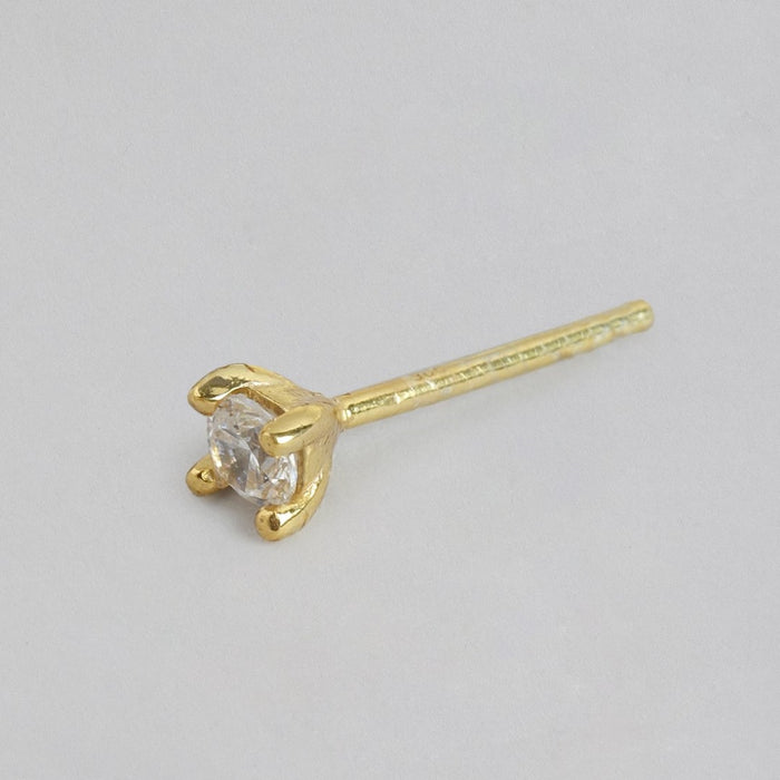 Celestial Sparkle Gold Plated 925 Sterling Silver Solitaire Studs Earring