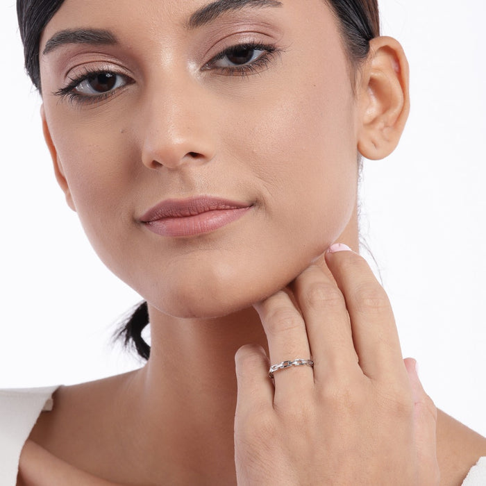 Chain 925 Sterling Silver Ring for Women (Adjustable)