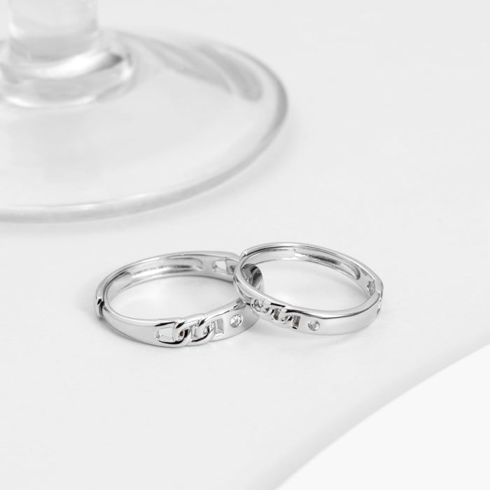 Chain CZ 925 Sterling Silver Couple Ring (Adjustable)