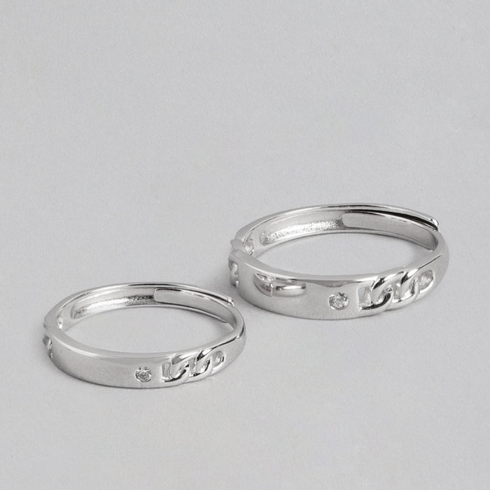 Chain CZ 925 Sterling Silver Couple Ring (Adjustable)