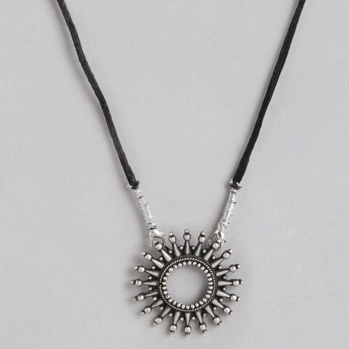 Chakra Oxidised Black Thread 925 Sterling Silver Necklace