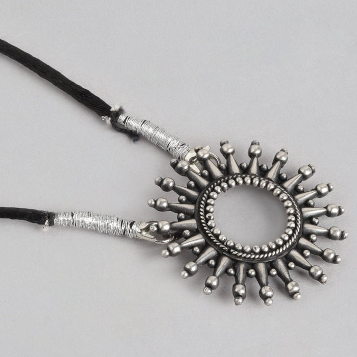 Chakra Oxidised Black Thread 925 Sterling Silver Necklace
