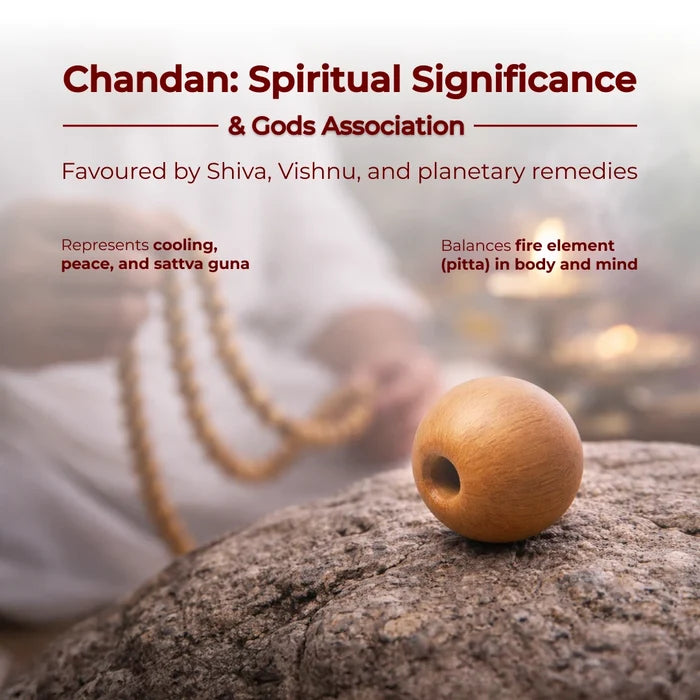 Govt Certified Chandan Sandalwood Jaap Mala 108 beads close-up view