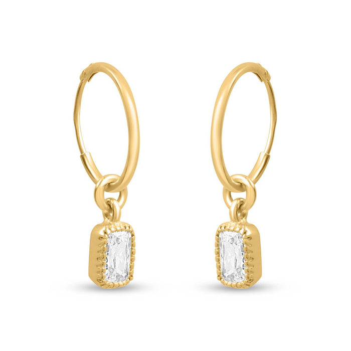 Charm Hoops Gold Plated 925 Sterling Silver Earrings