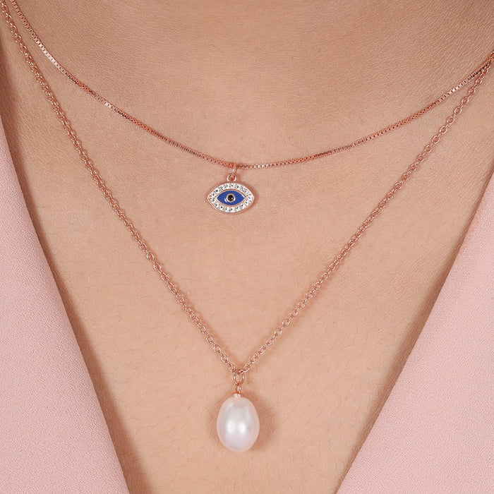 Charm of Protection Rose Gold Plated 925 Sterling Silver Necklace