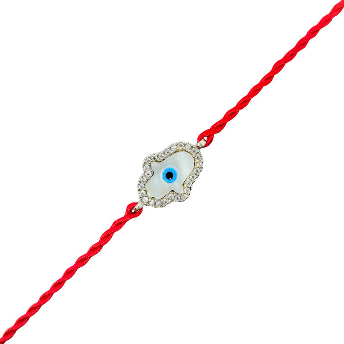 Charm Of Protection With CZ Rhodium-Plated Sterling Silver Thread Rakhi For Him