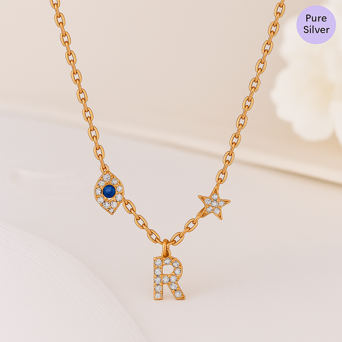 Charm Story Trio Rose Gold-Plated 925 Silver Necklace