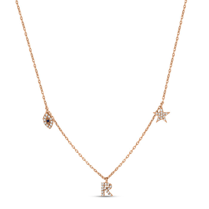 Charm Story Trio Rose Gold-Plated 925 Silver Necklace