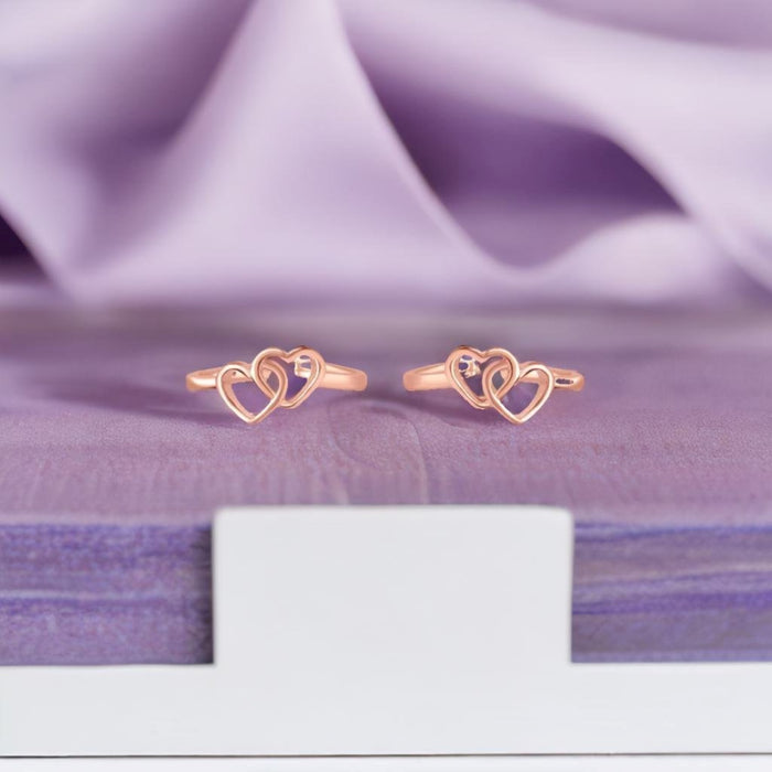 Charming Double Heart Rose Gold Plated 925 Silver Toe Rings