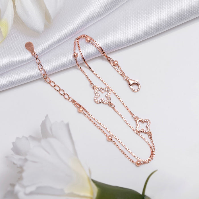 925 Sterling Silver Charming Duo Rose Gold Plated 925 Sterling Silver Bracelet for Women – Zavya